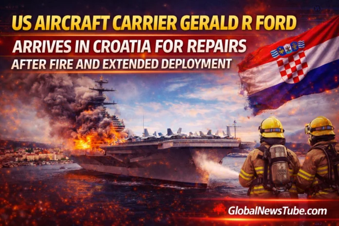 US Aircraft Carrier Gerald R Ford Arrives in Croatia for Repairs After Fire and Extended Deployment | globalnewstube.com