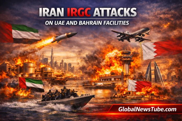 Iran IRGC Attacks on UAE and Bahrain Facilities | globalnewstube.com